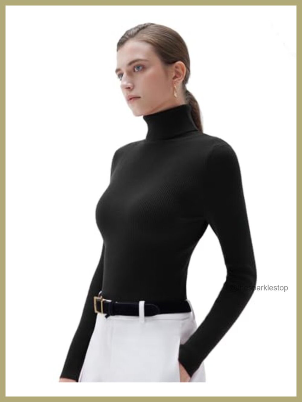 Cashmere Blend Turtleneck Pullover Sweater Thermal Knit Top